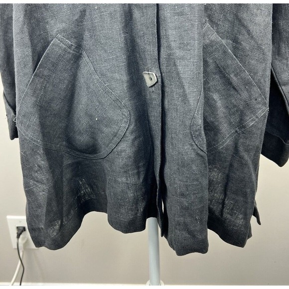 J. Jill Black Button Front Lagenlook Linen Jacket Size M - Picture 5 of 13